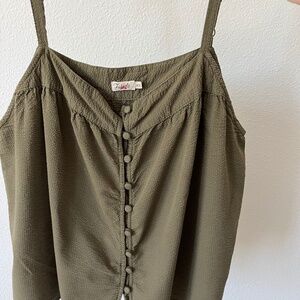 Faherty brand olive green textured cotton camisole